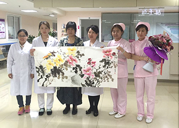 一幅国画牡丹图赠与爱民主任表感激